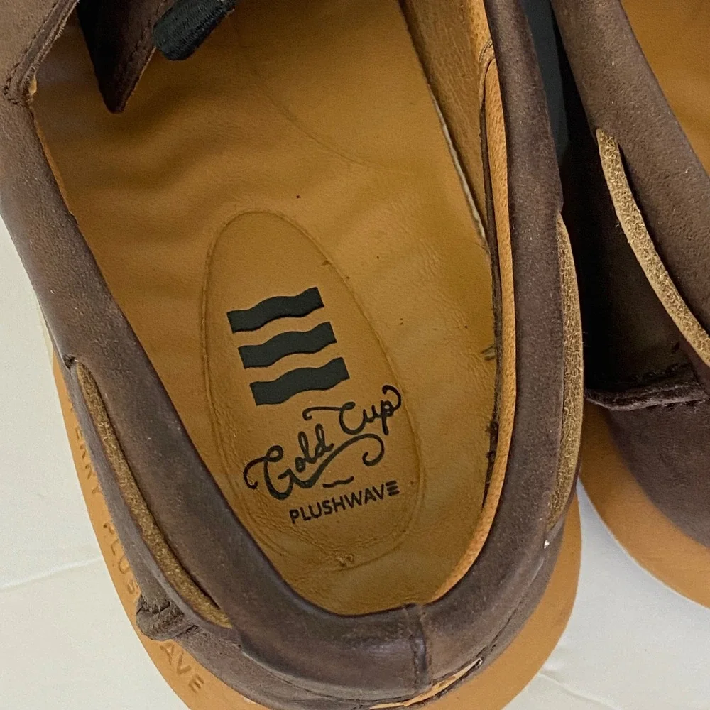 Sperry Gold Cup Plushwave Mens Brown Leather Boat Shoes STS24502 Size 10.5